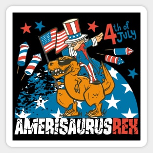 Dinosaur 4th of July Kids Boys Men Amerisaurus T Rex Funny Sticker